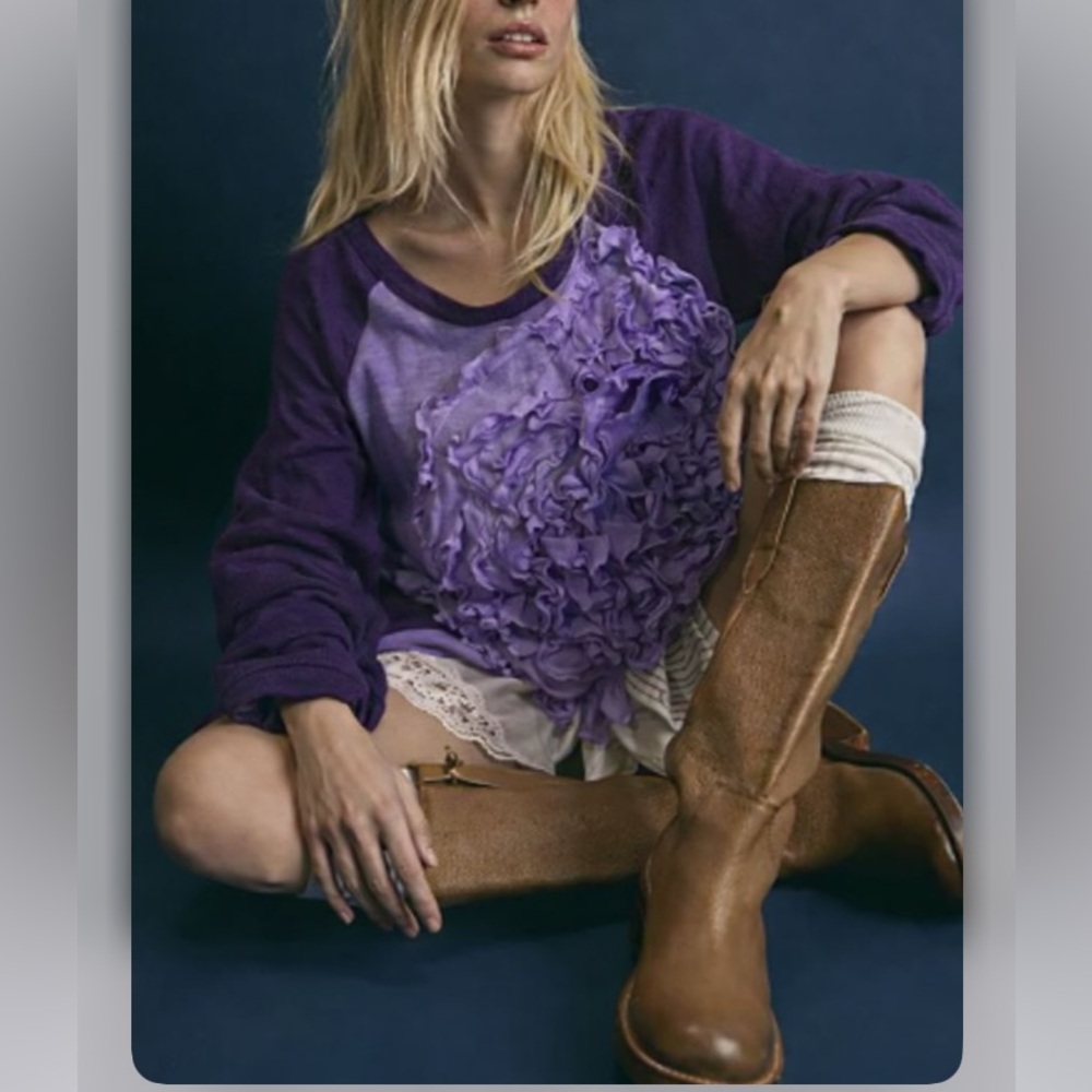 Hand Crafted Purple Ruffle Top - Picture 3 of 11